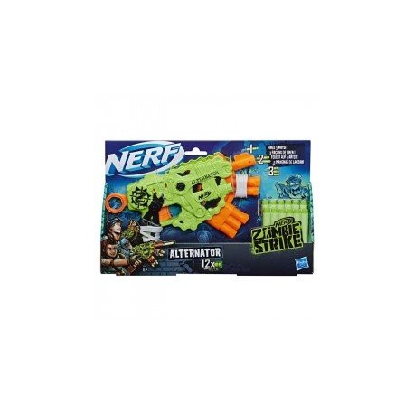 Nerf E6187 Nerf Lanzador Zombiestrike Alternator con 12 dardos Nerf-JuguetesGalaxia-Lanzadores