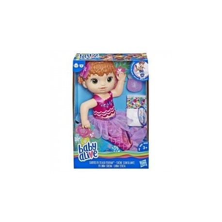 BABY ALIVE E4410 Bebé Mi Linda Sirena Baby Alive, Pelirroja Juguete Hasbro-JuguetesGalaxia-Muñecas